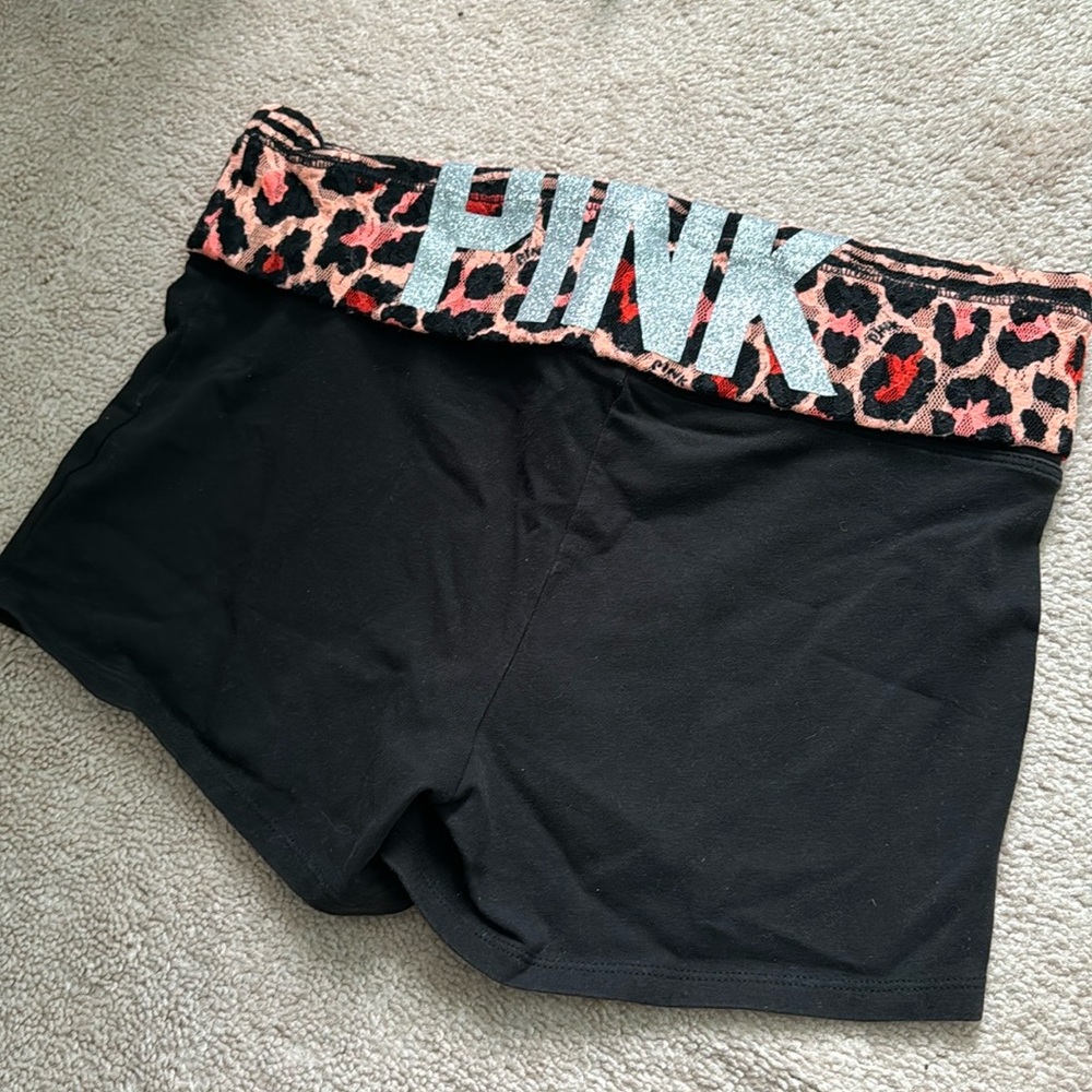VS PINK Y2K Rhinestone Cheetah Yoga Shorts